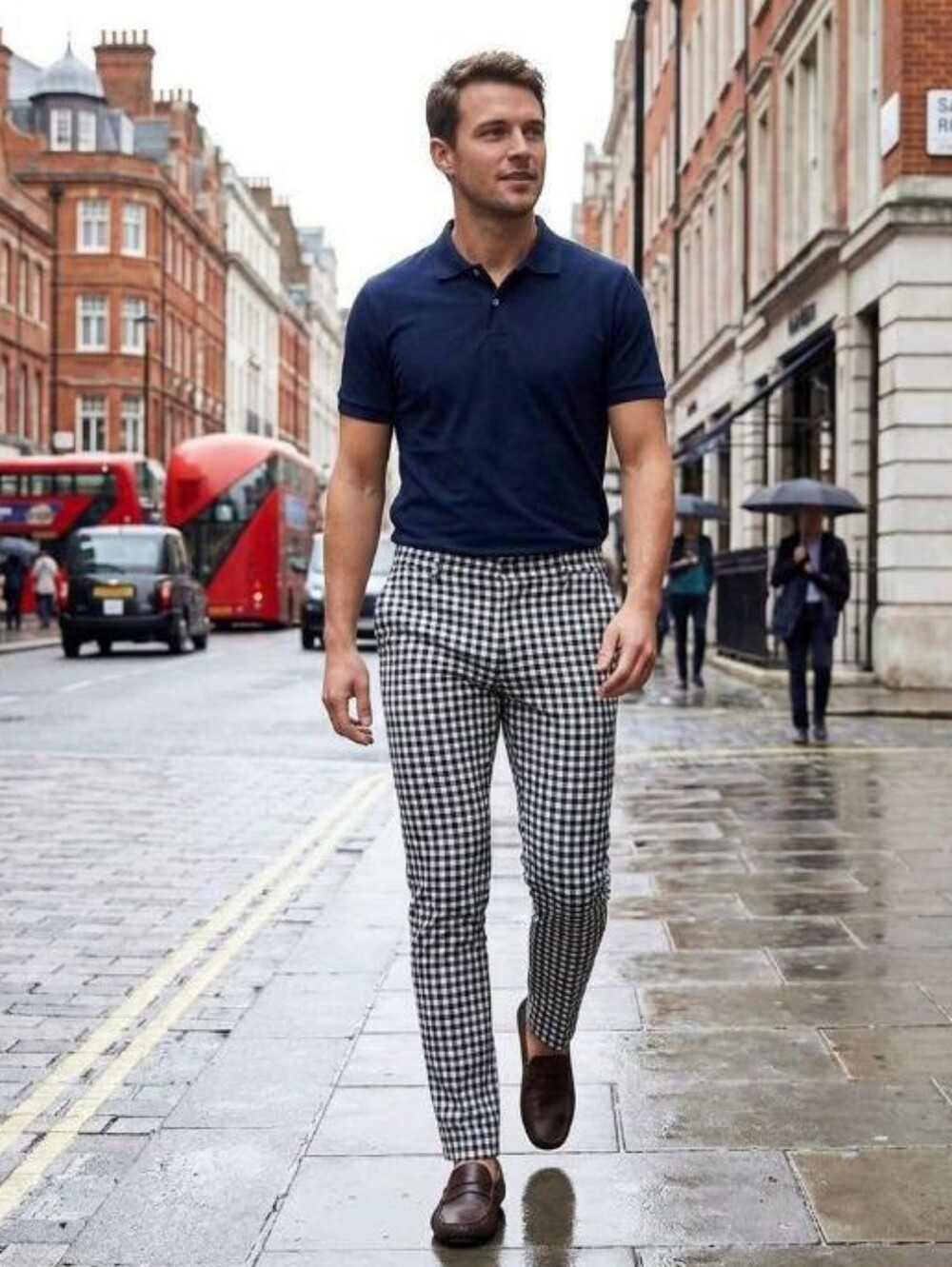 TR Premium British Style Checkered Dress Pants | Black & White, 34W x 32L - 🇬🇧
